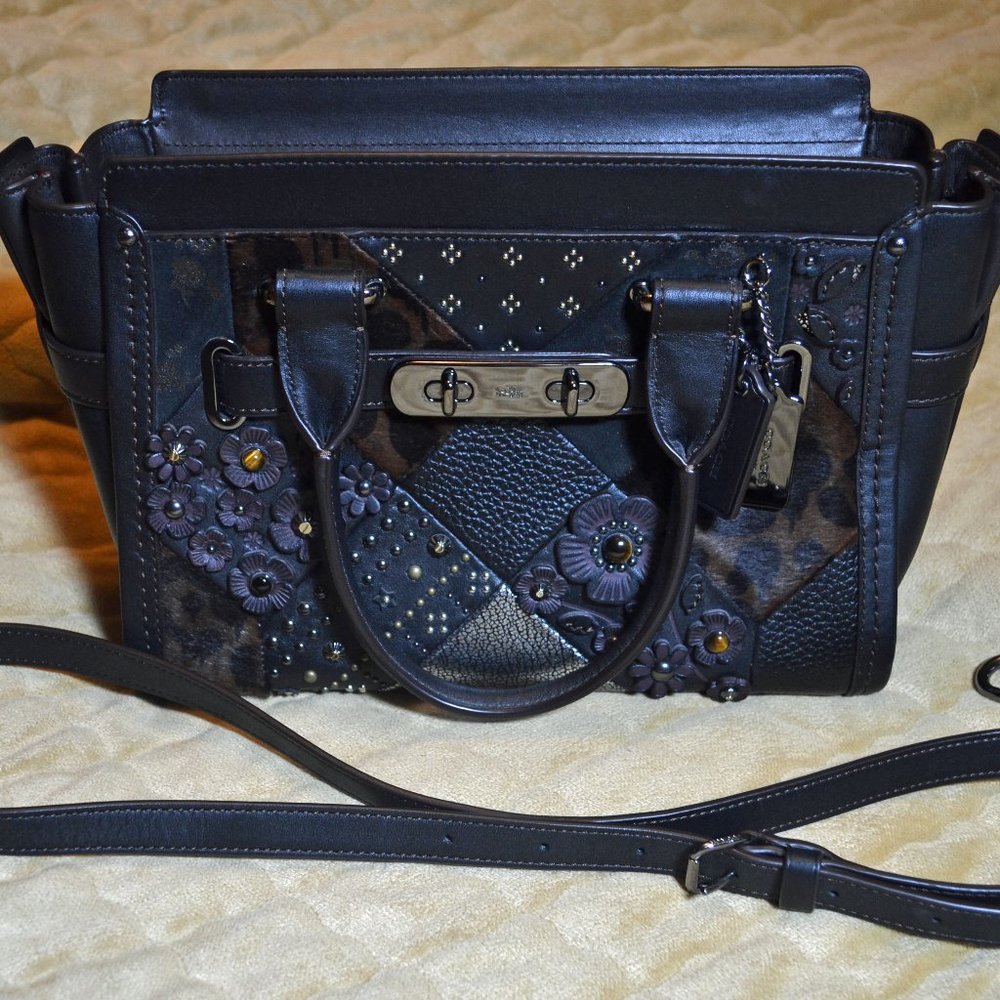Coach Swagger Canyon Tea Rose Black Satchel Bag 55503